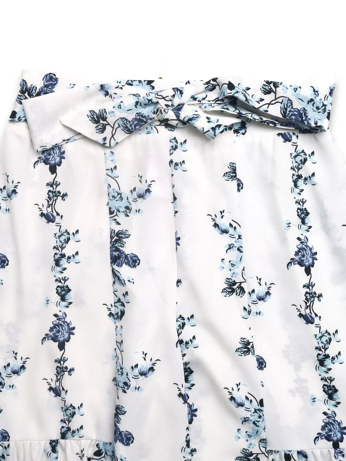 Floral Print Tie Front Wide Leg Pants