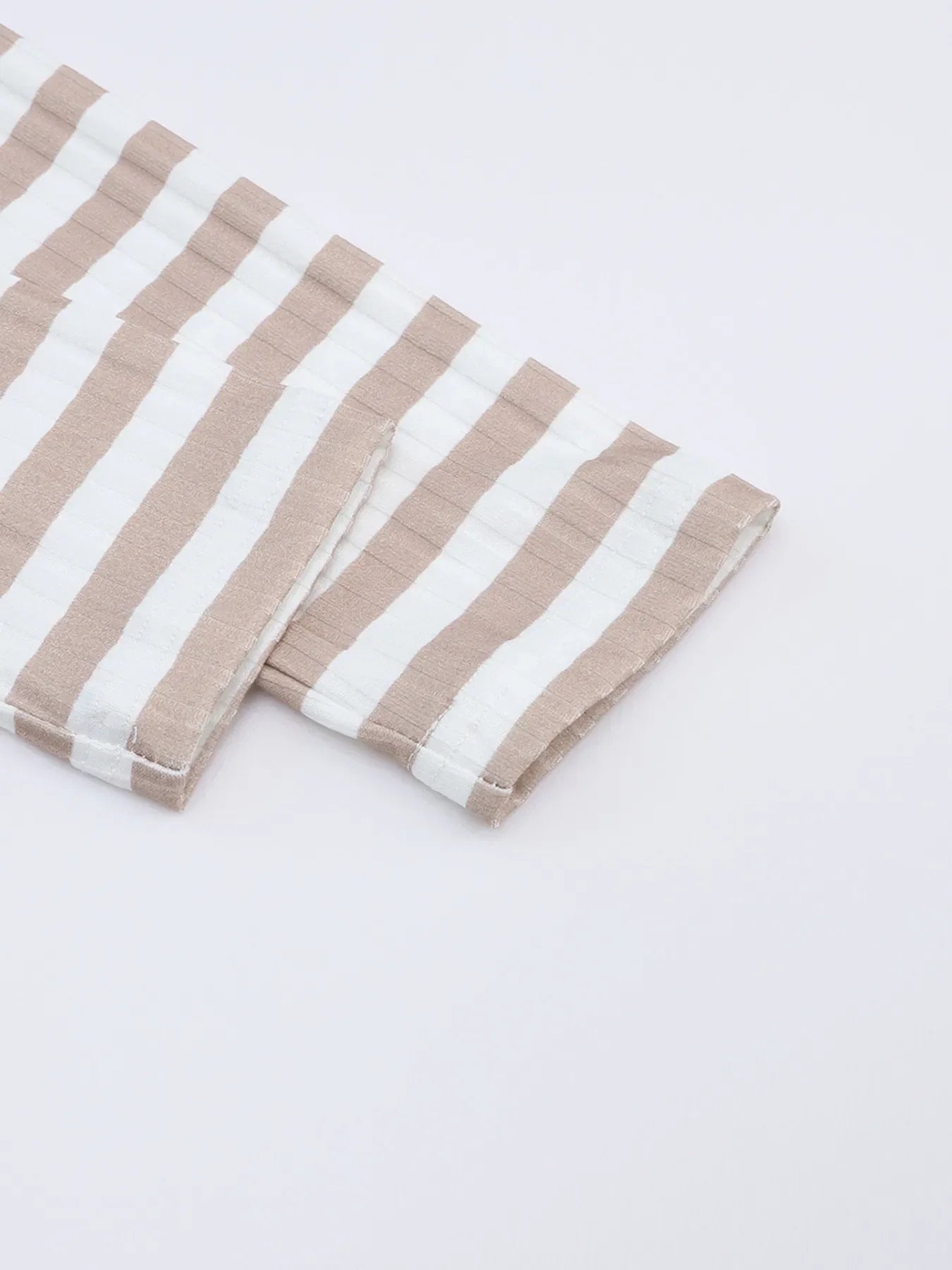 Striped Textured Knit Long Sleeve Tee