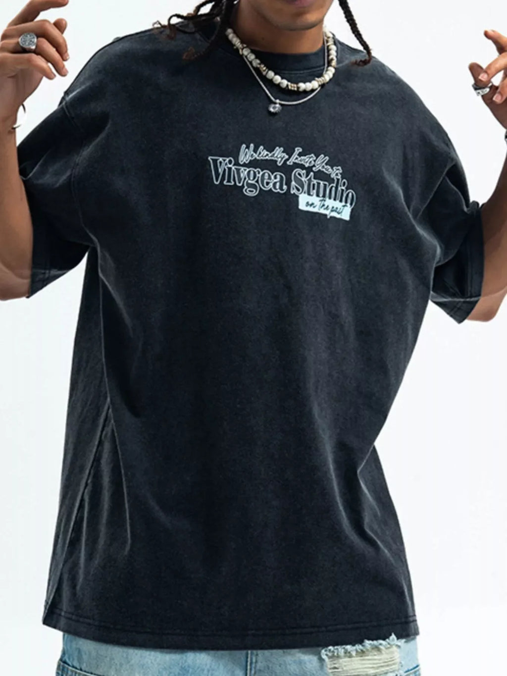 Men's Letter Round Neck Short Sleeve T-Shirt