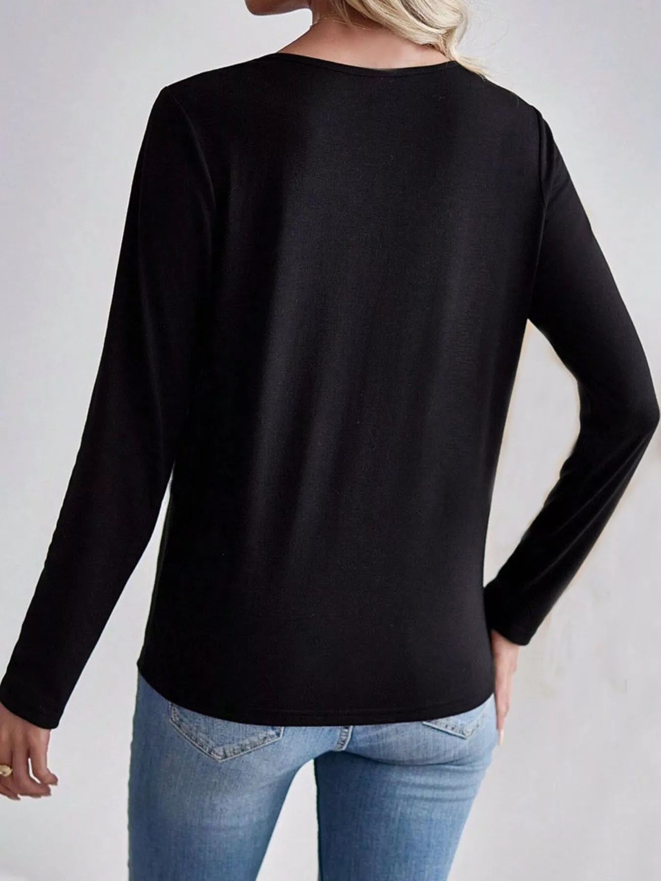 Notched Long Sleeve T-Shirt