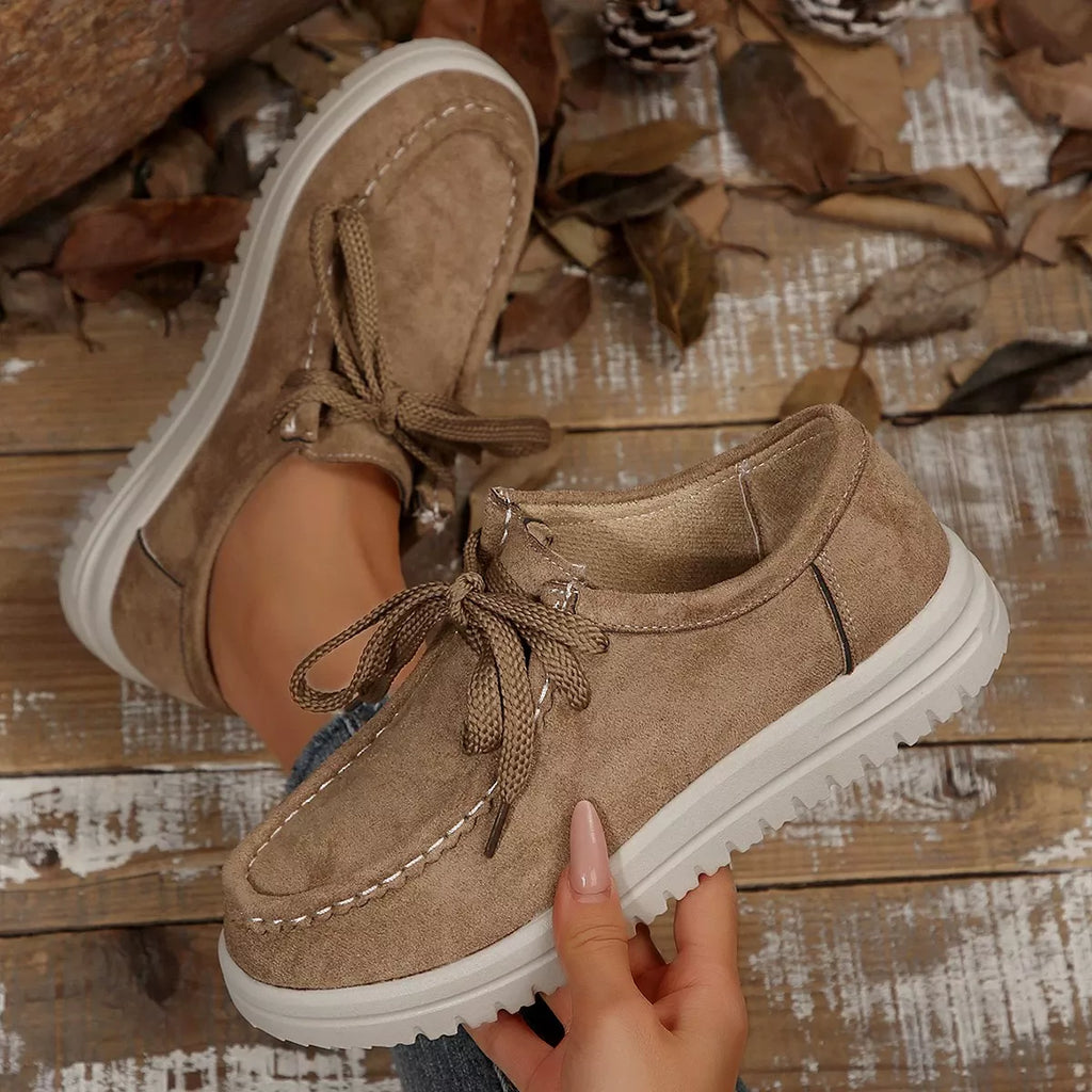 Lace-Up Round Toe Loafers