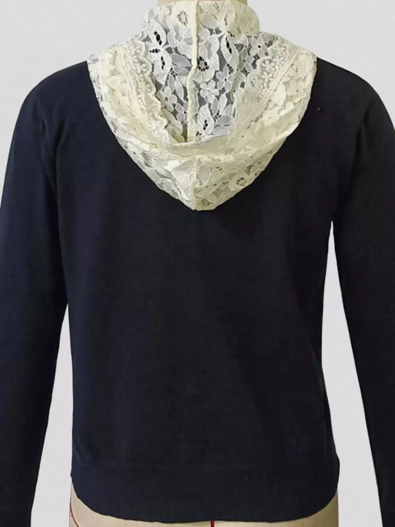 Lace Trim Hooded Cardigan