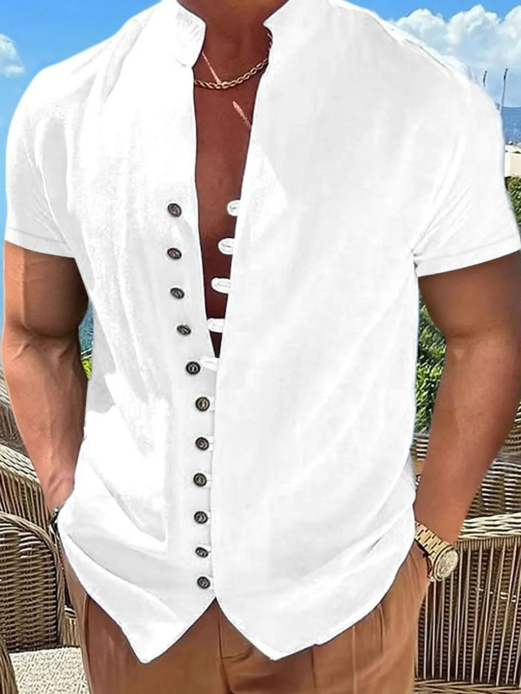 Men's Full Size Button Up Short Sleeve Shirt Plus Size