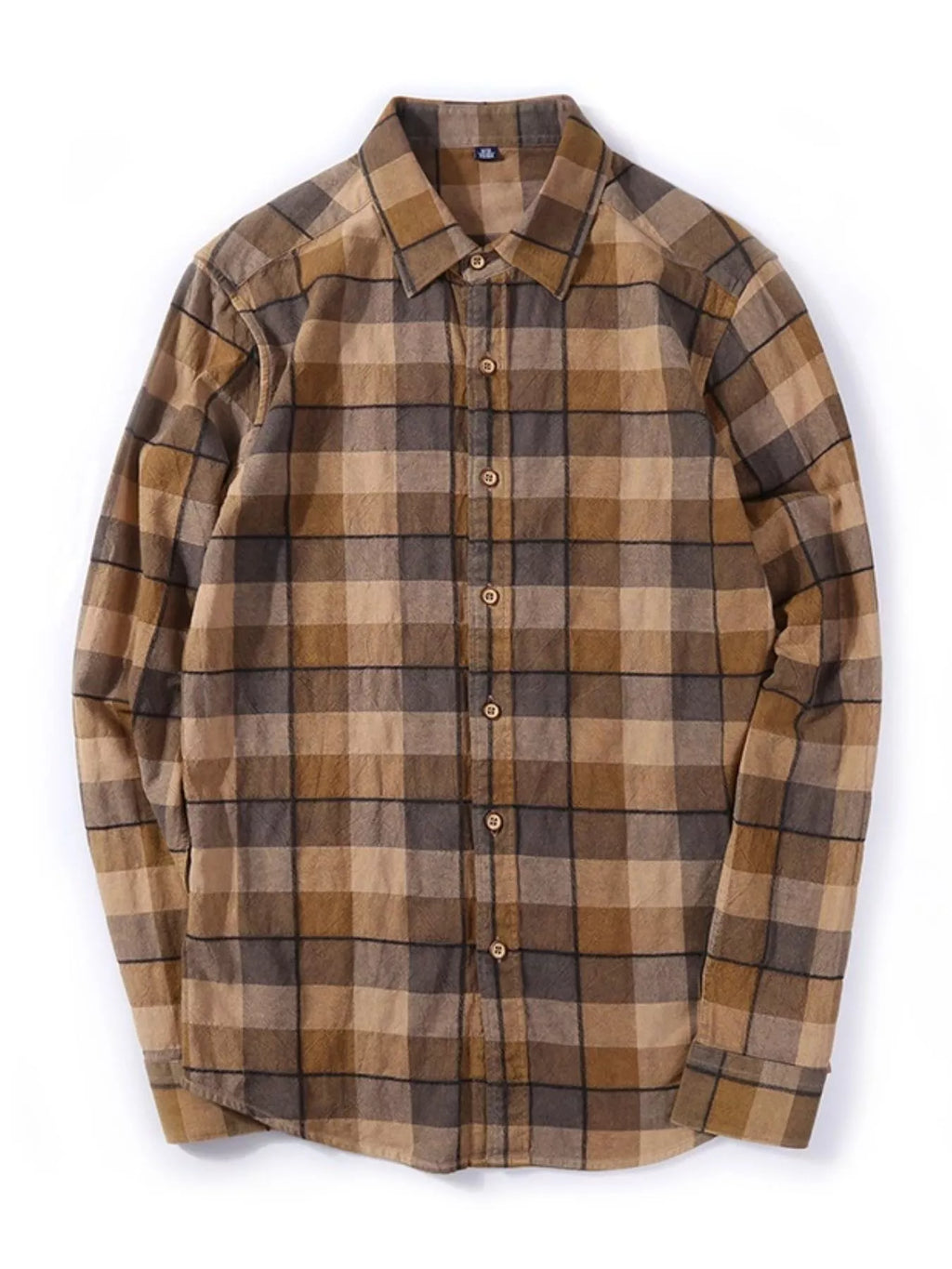 Men's Full Size Casual Plaid Long Sleeve Shirt Plus Size