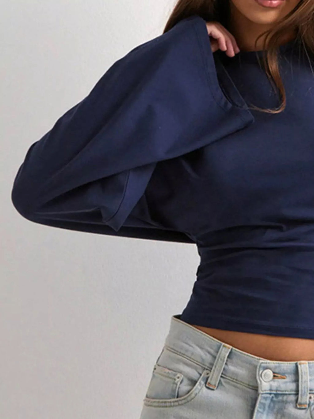 Full Size Long Sleeve Fitted T-Shirt Plus Size