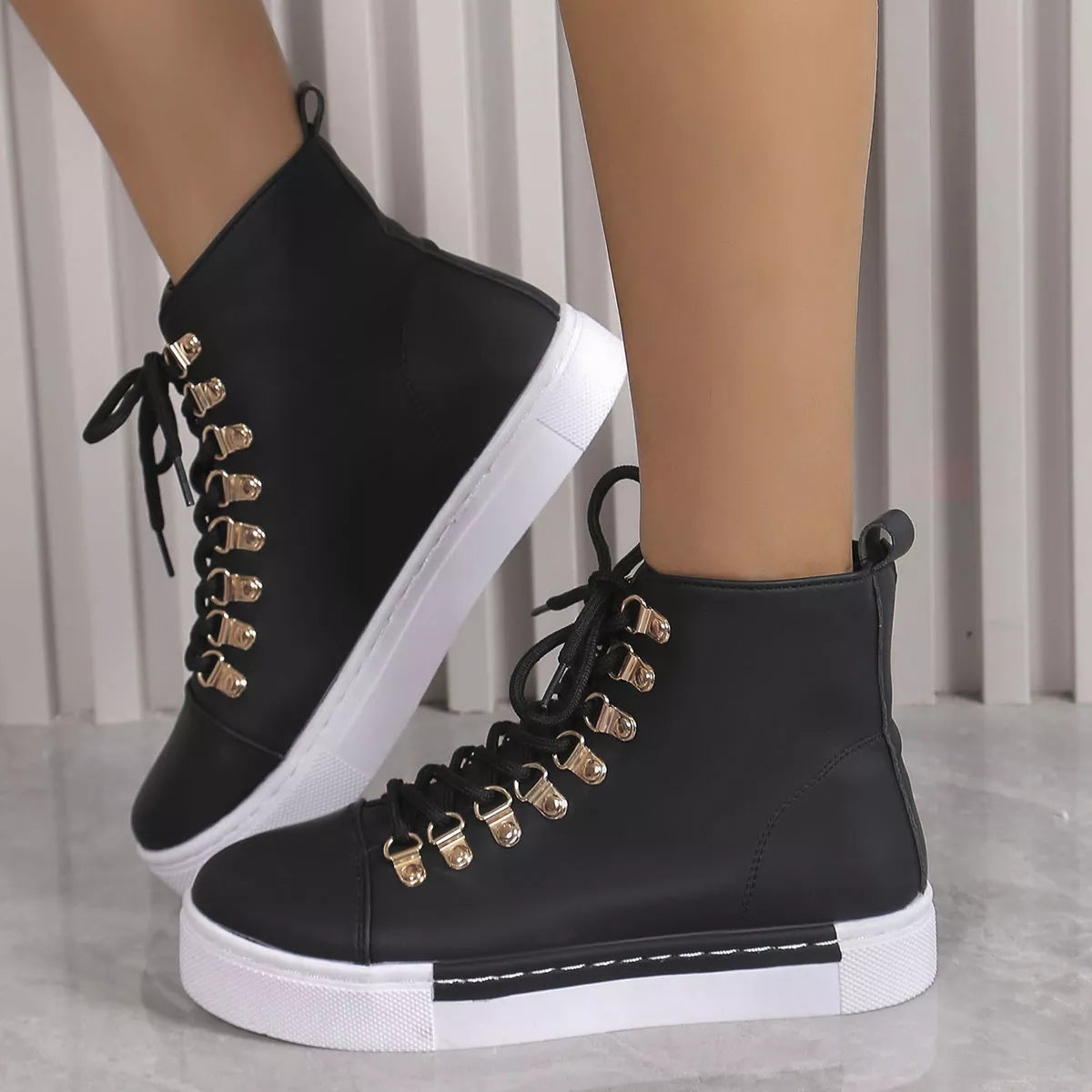 Lace-Up Platform Sneakers