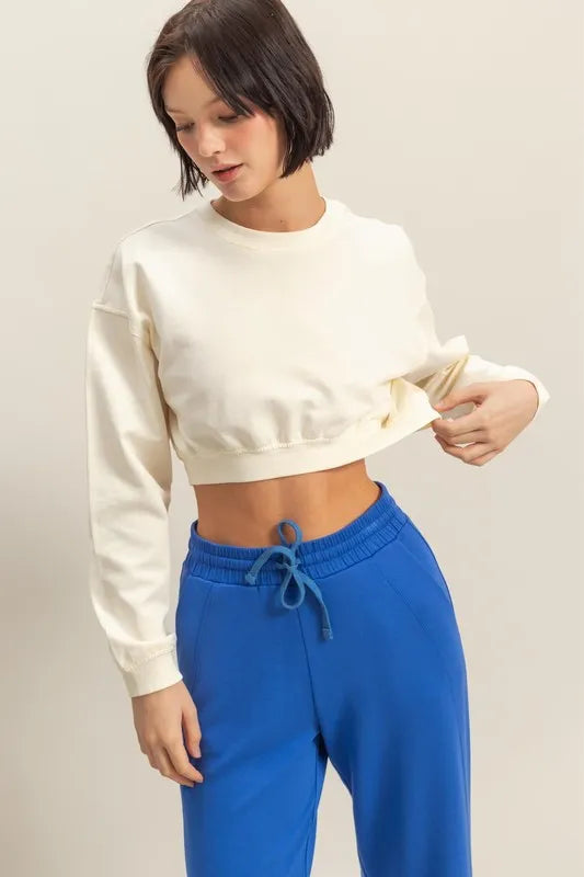 HYFVE Crew Neck Long Sleeve Crop Sweatshirt