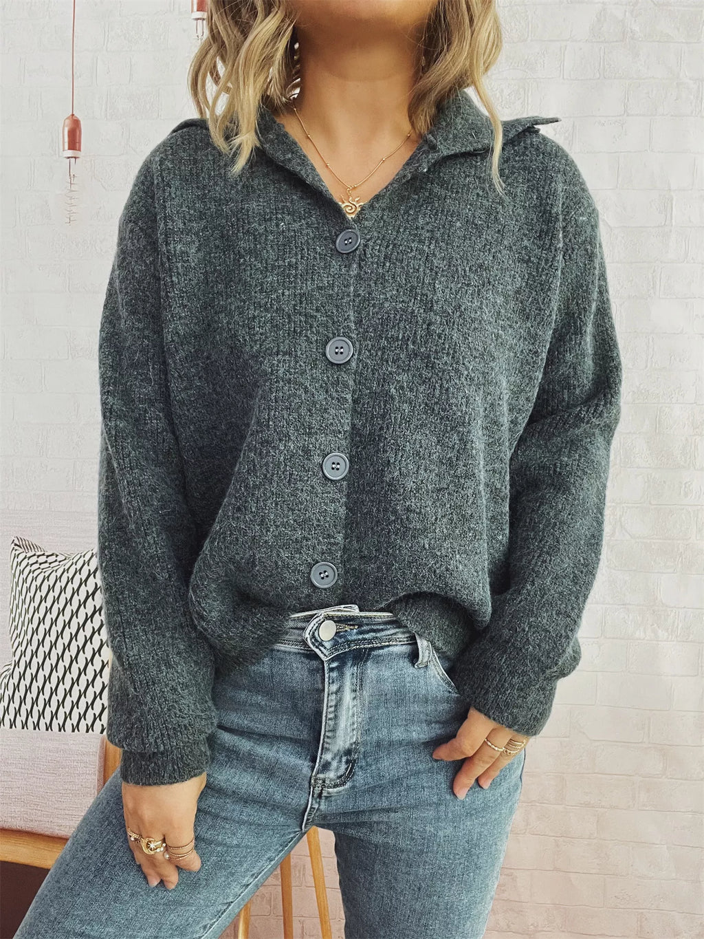 Ribbed Button-Up Cardigan
