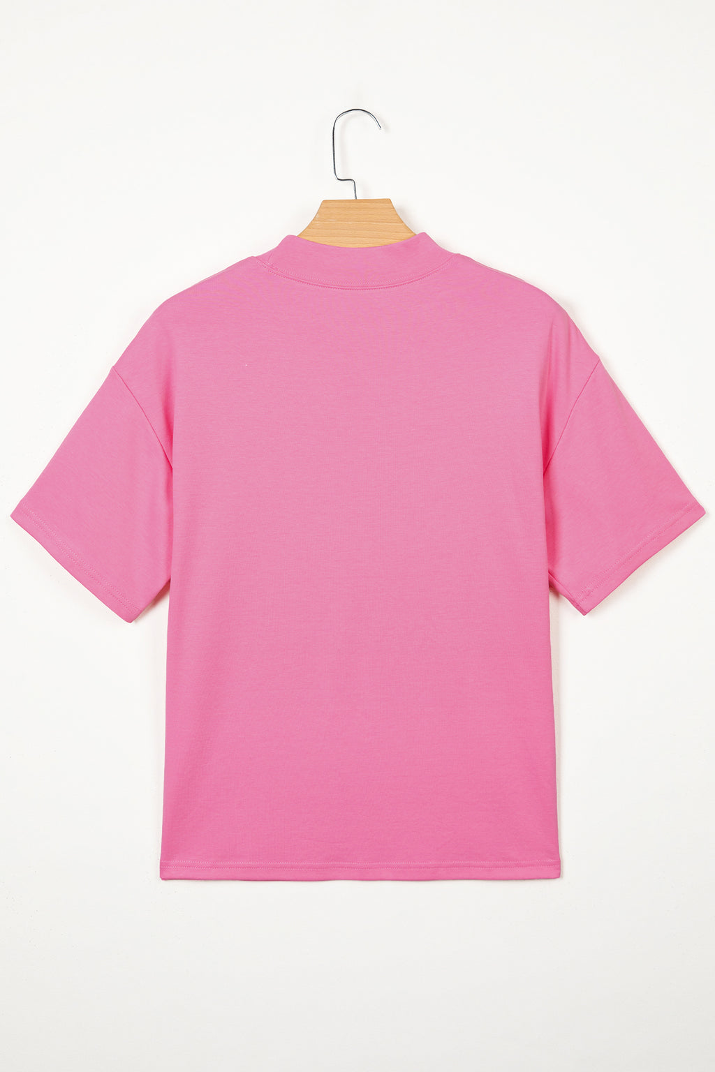 Dark Blue Solid Color High Neck Oversize Tee