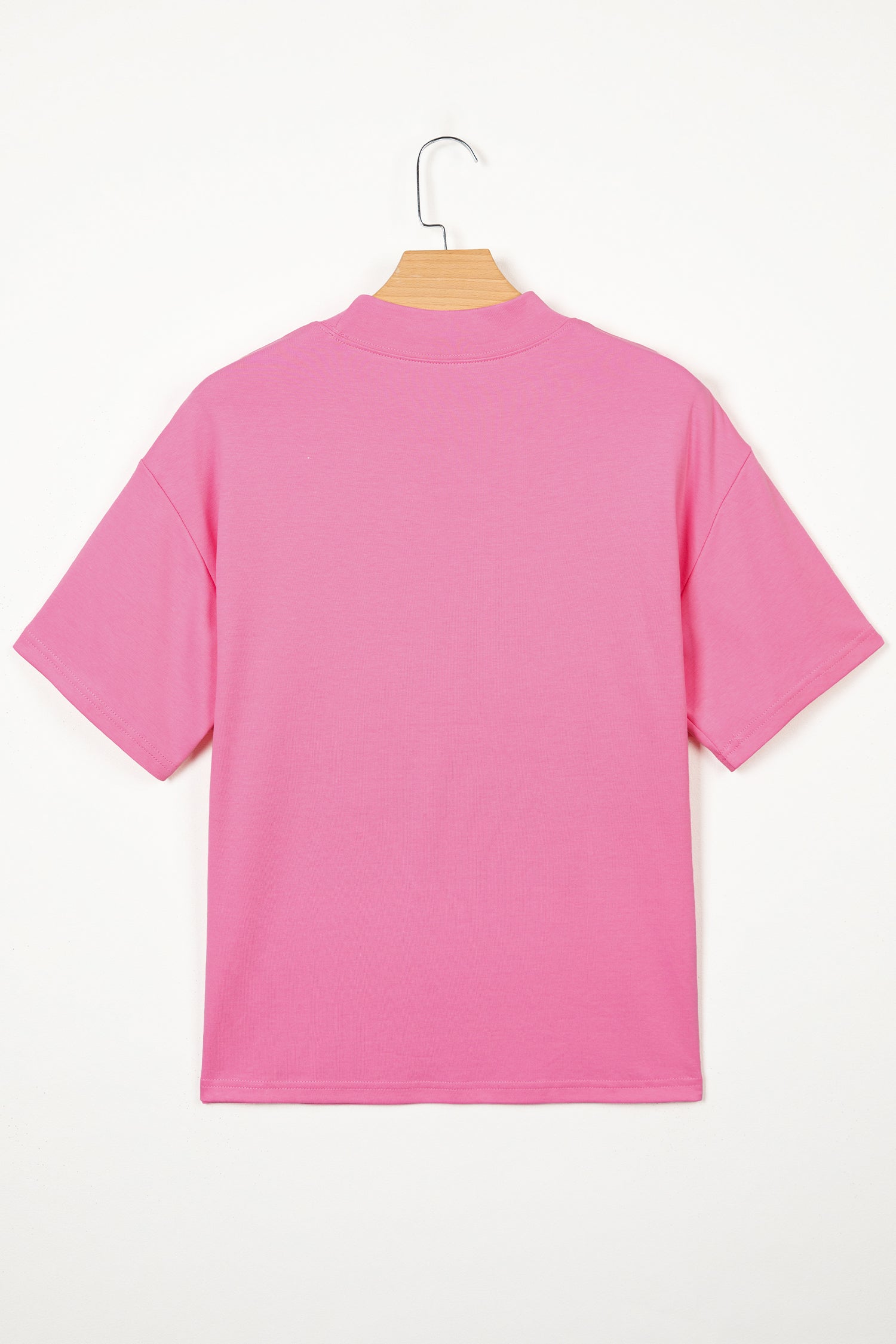 Dark Blue Solid Color High Neck Oversize Tee