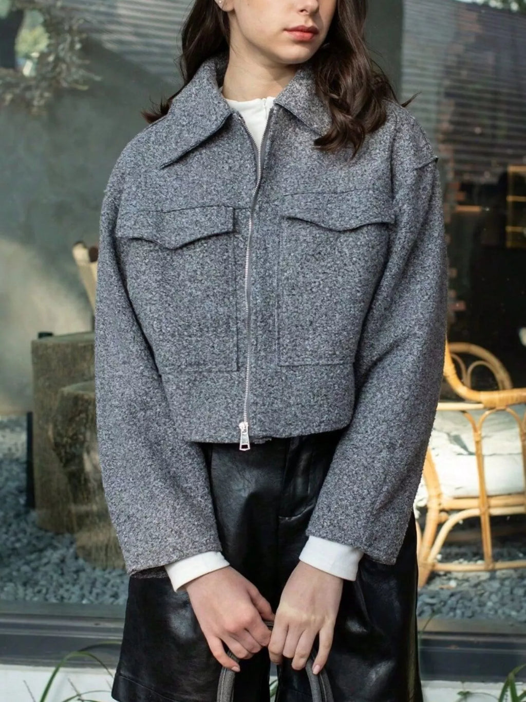 Zip Up Cropped Jacket