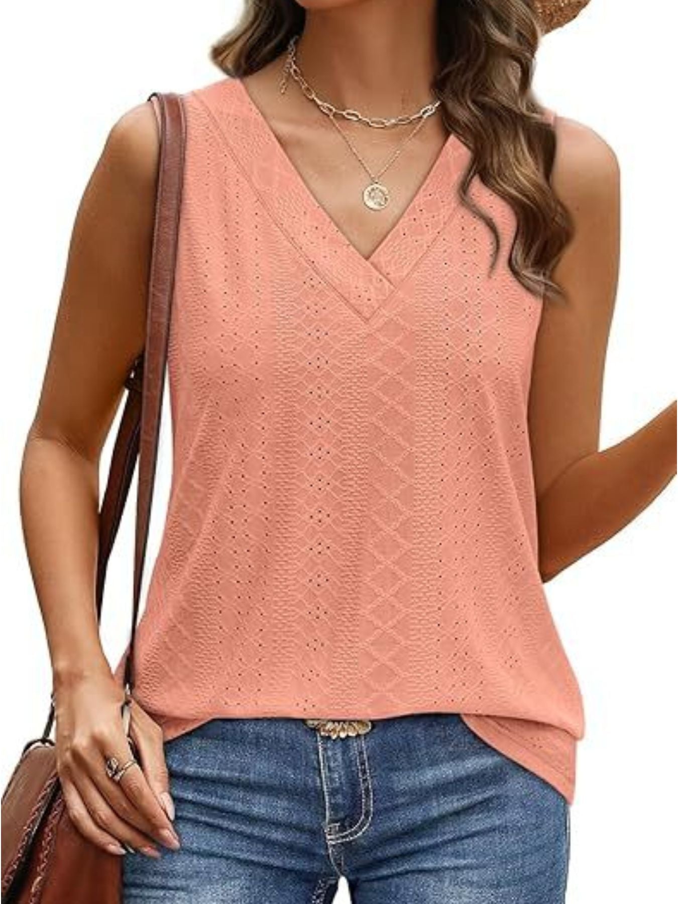 Eyelet V-Neck Tank