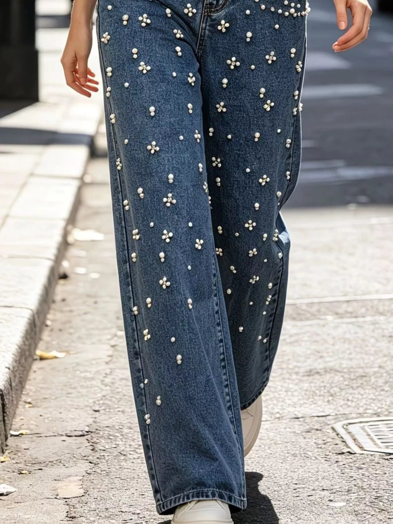 Embellished Wide-Leg Jeans