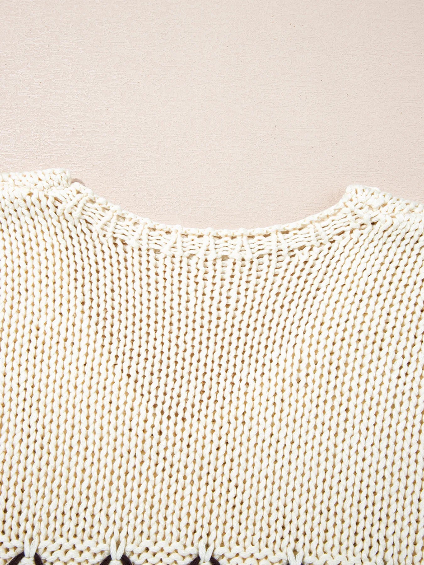 Contrast Stitch Detail V Neck Drop Shoulder Sweater