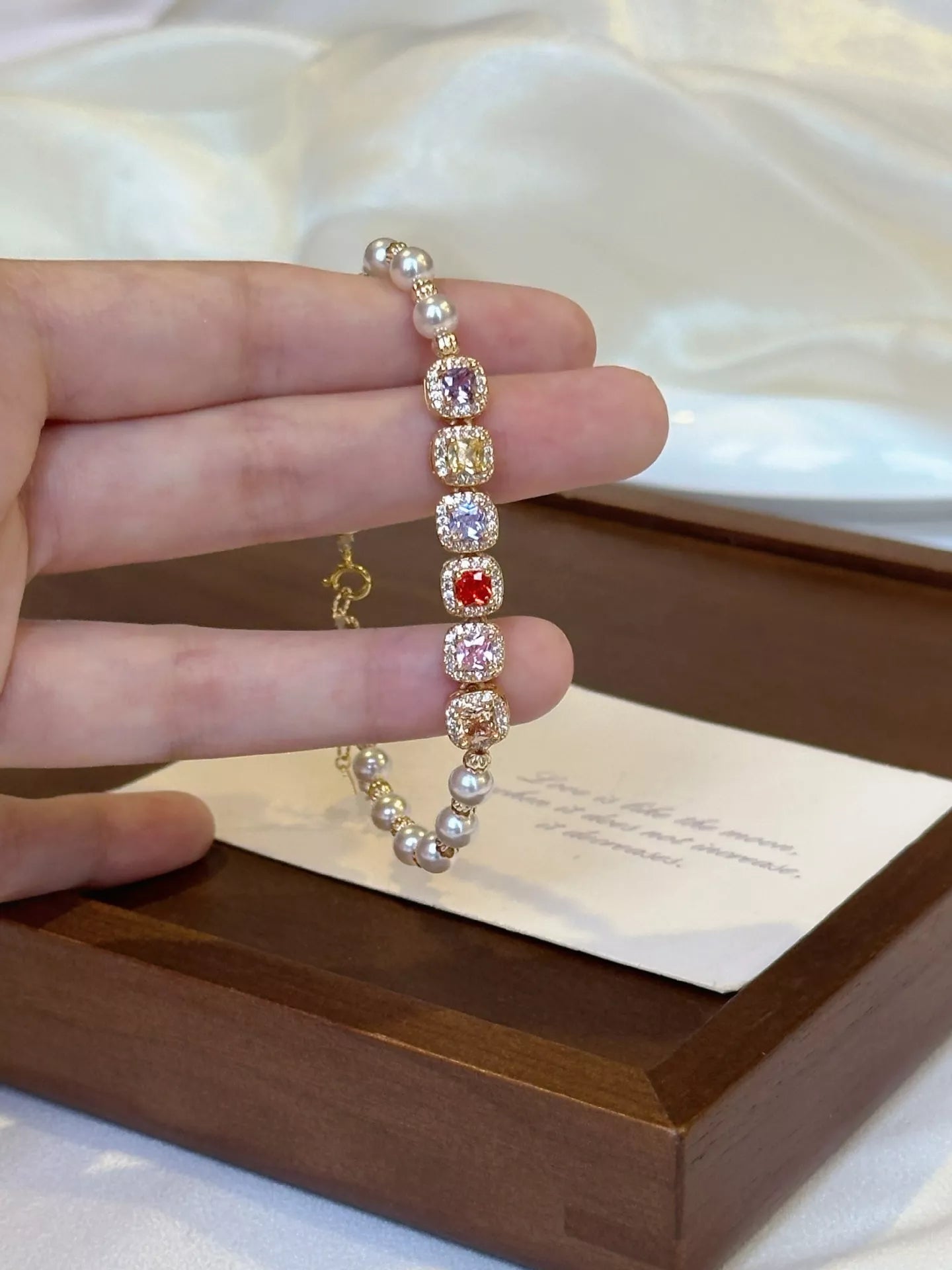 Pearl & Zircon Adjustable Bracelet