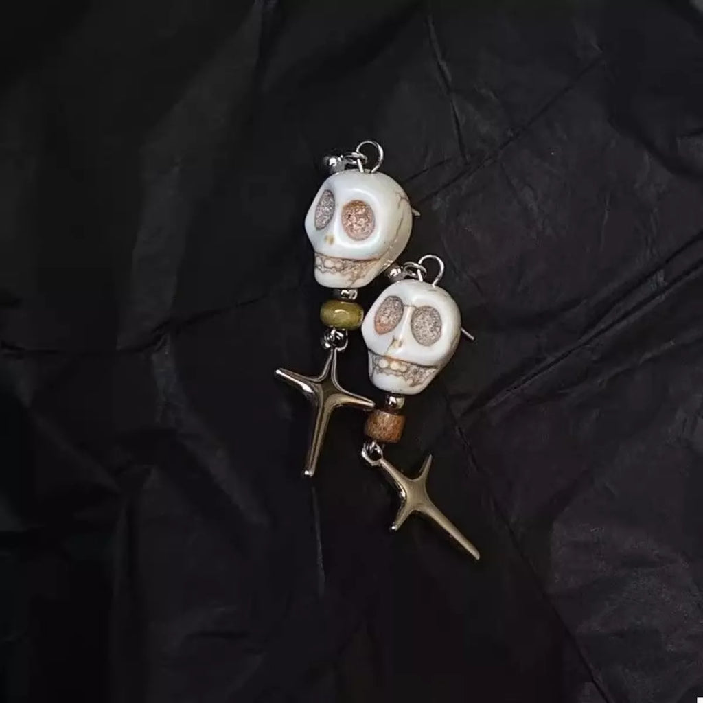 Skull Cross Drop Earrings