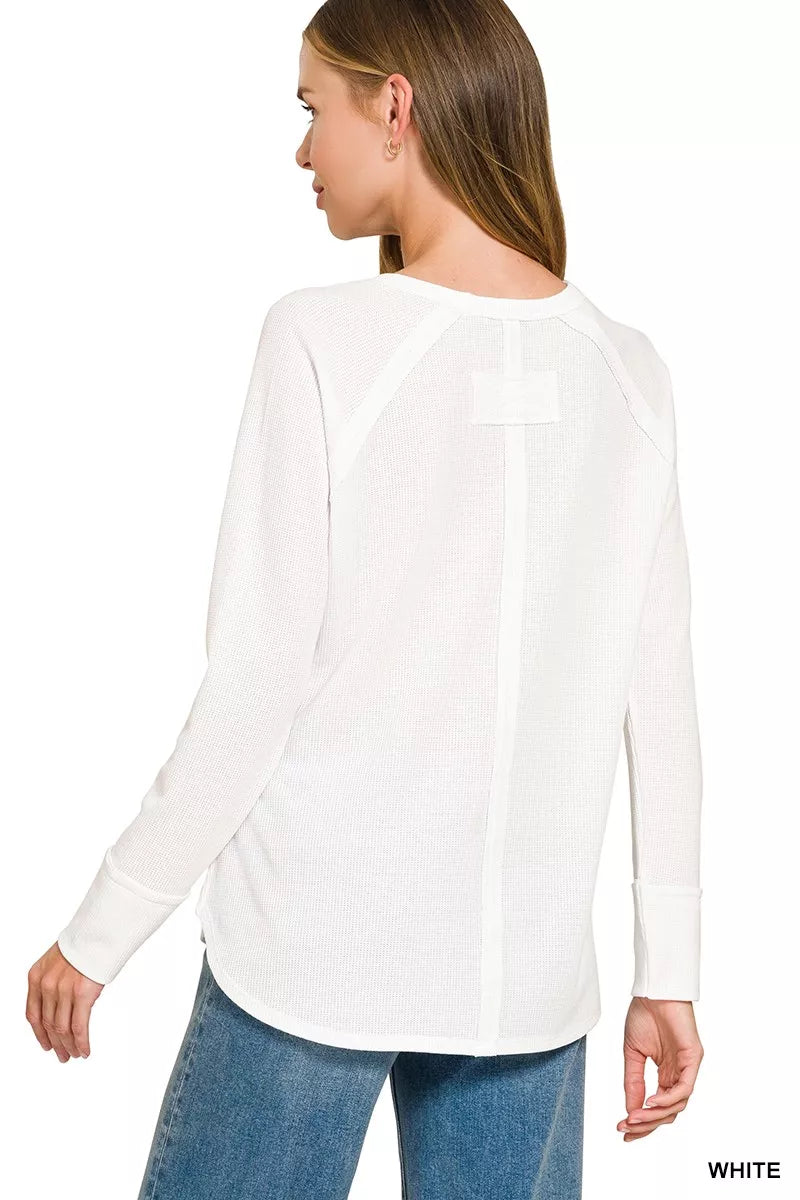 Zenana Baby Waffle Long Sleeve Top