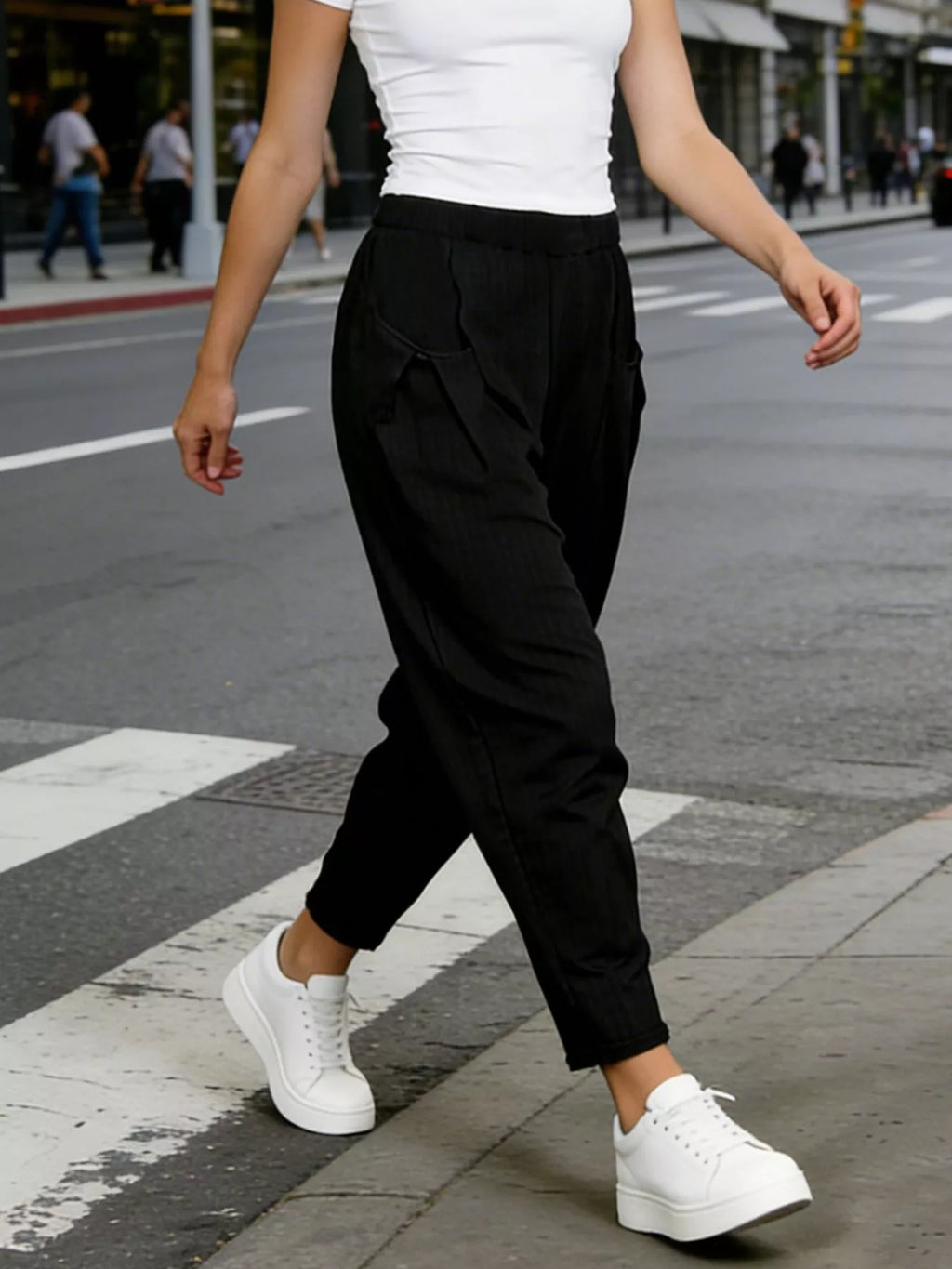 Plus Size Casual Elastic Waist Harem Pants