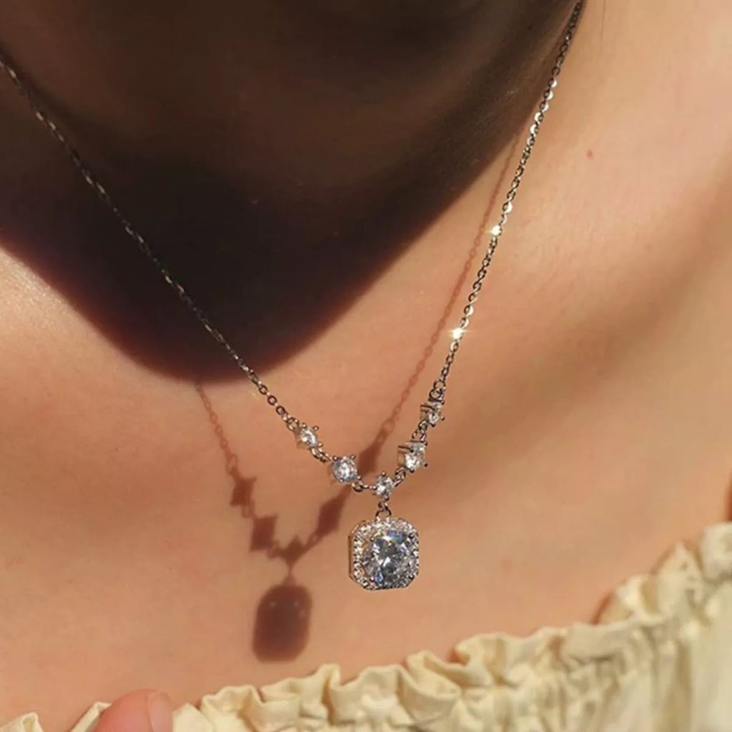 2 Carat Moissanite 925 Sterling Silver Pendant Necklace