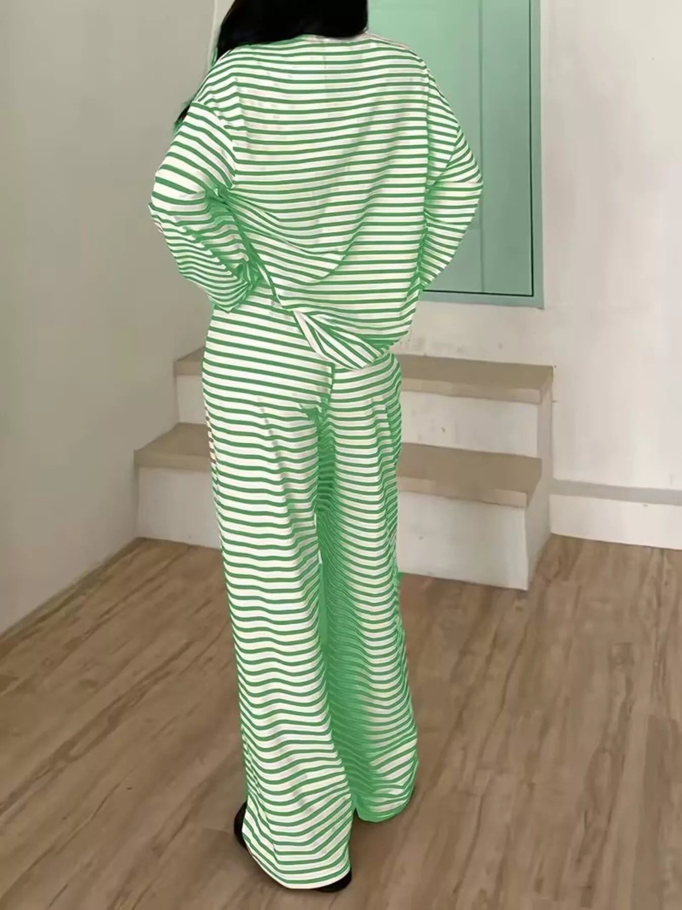 Striped Long Sleeve Top and Pants Set