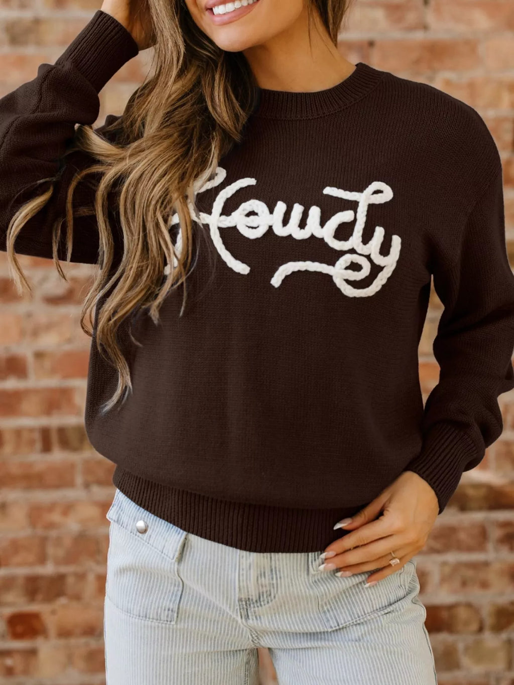 Howdy Embroidered Graphic Western Sweater