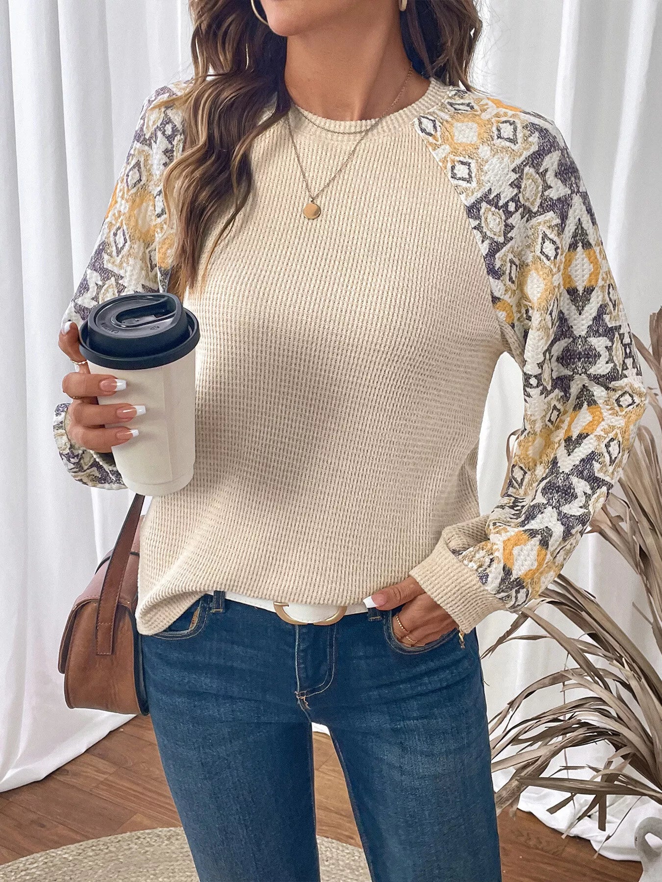 Geometric Pattern Long Sleeve T-Shirt