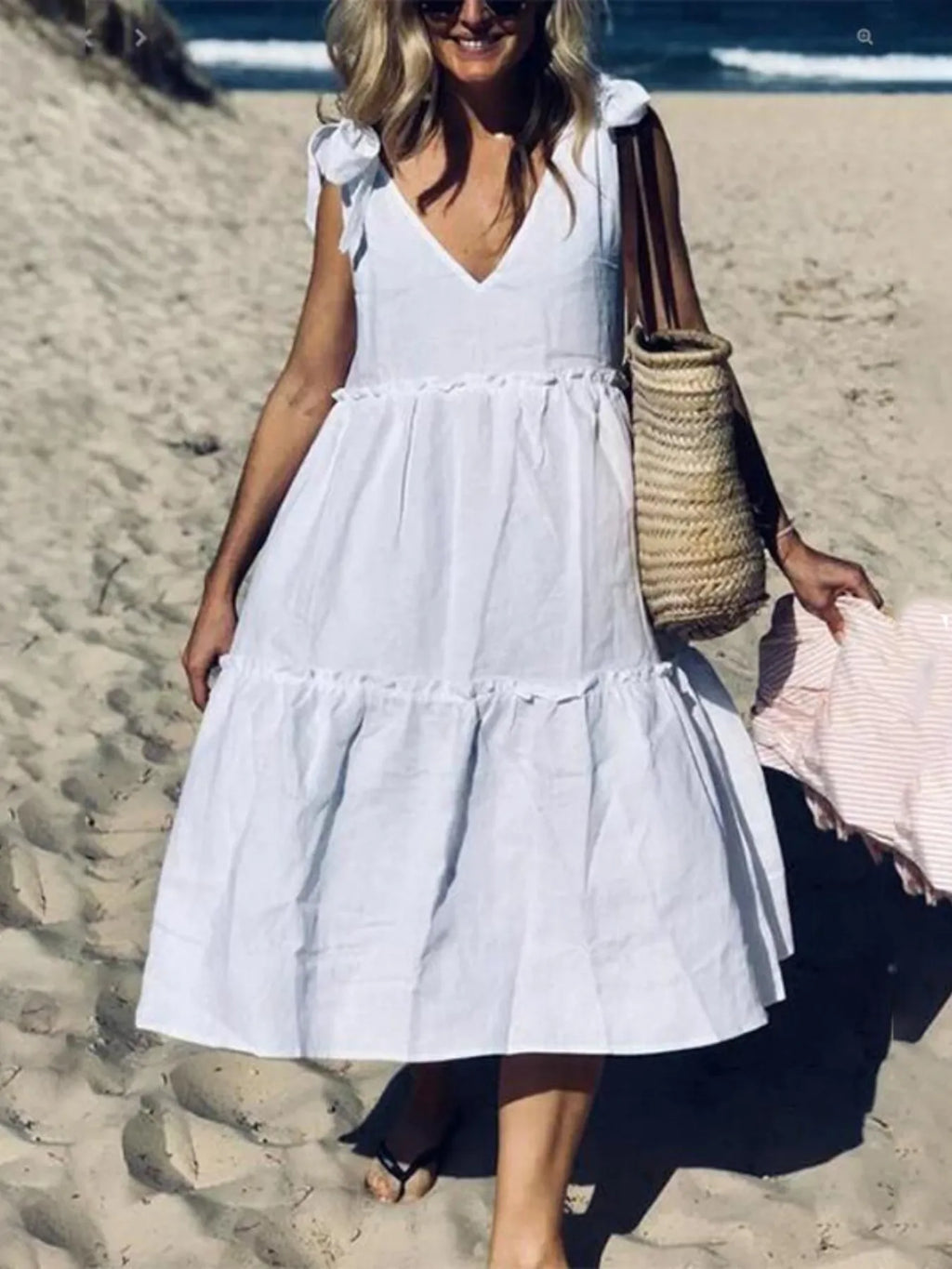 Colorblock Tiered Midi Tank Dress
