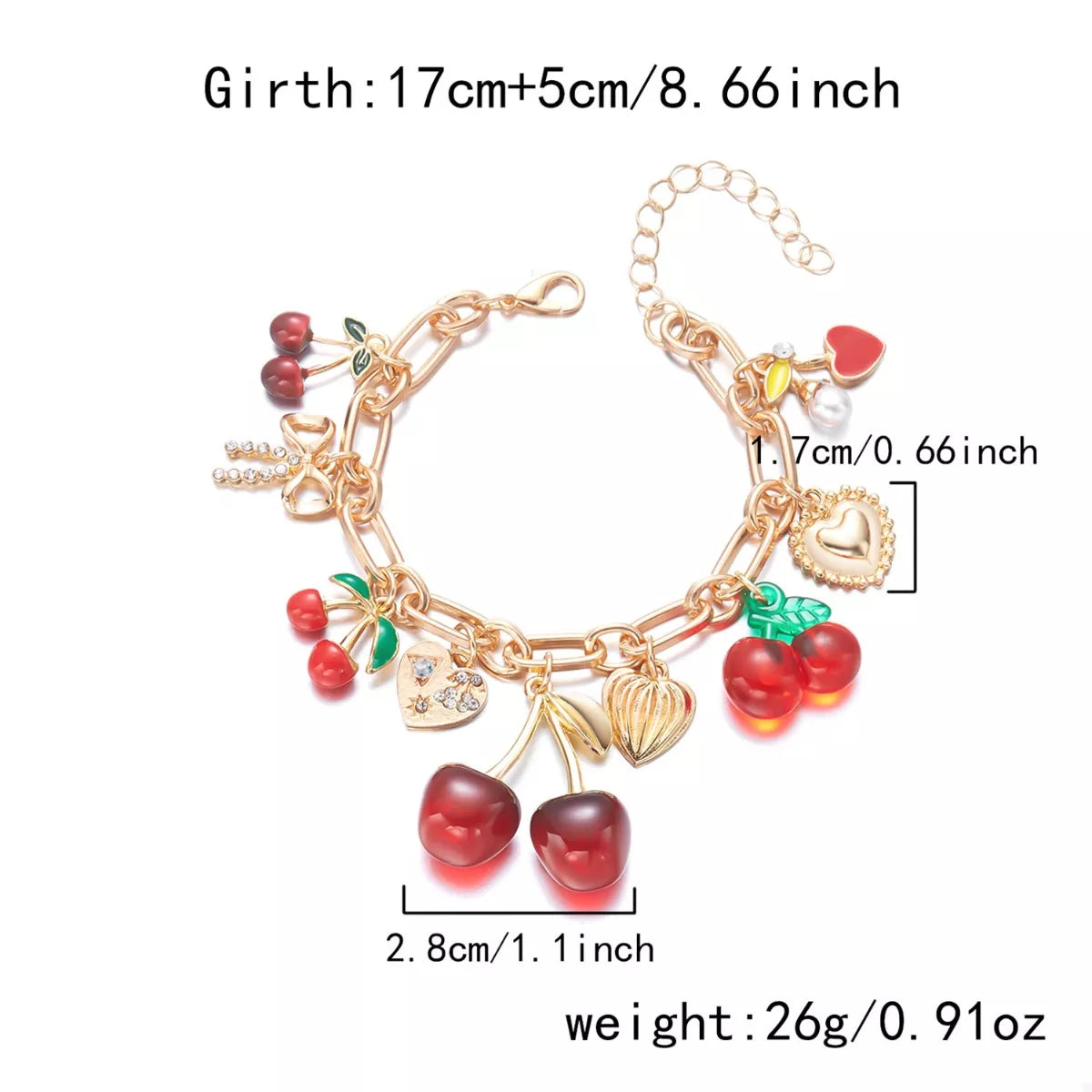 18K Gold-Plated Cherry Charm Bracelet