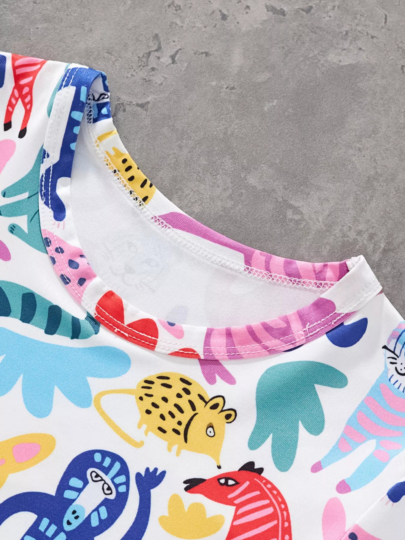 Children's Printed Round Neck Tee and Shorts Set