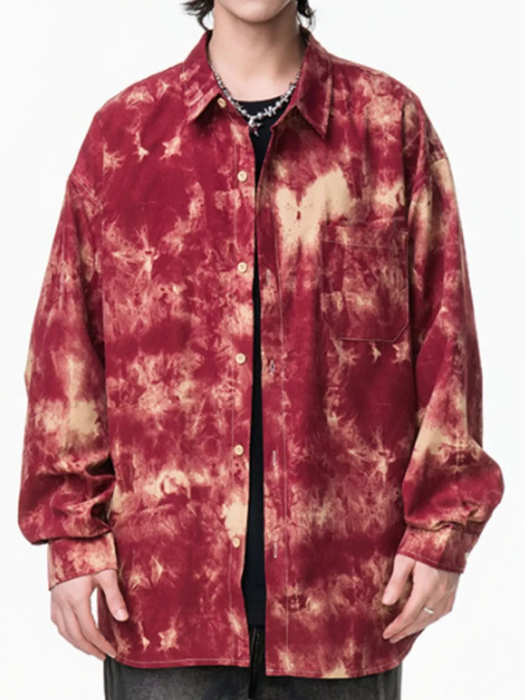 Men's Plus Size Tie-Dye Button-Up Shirt