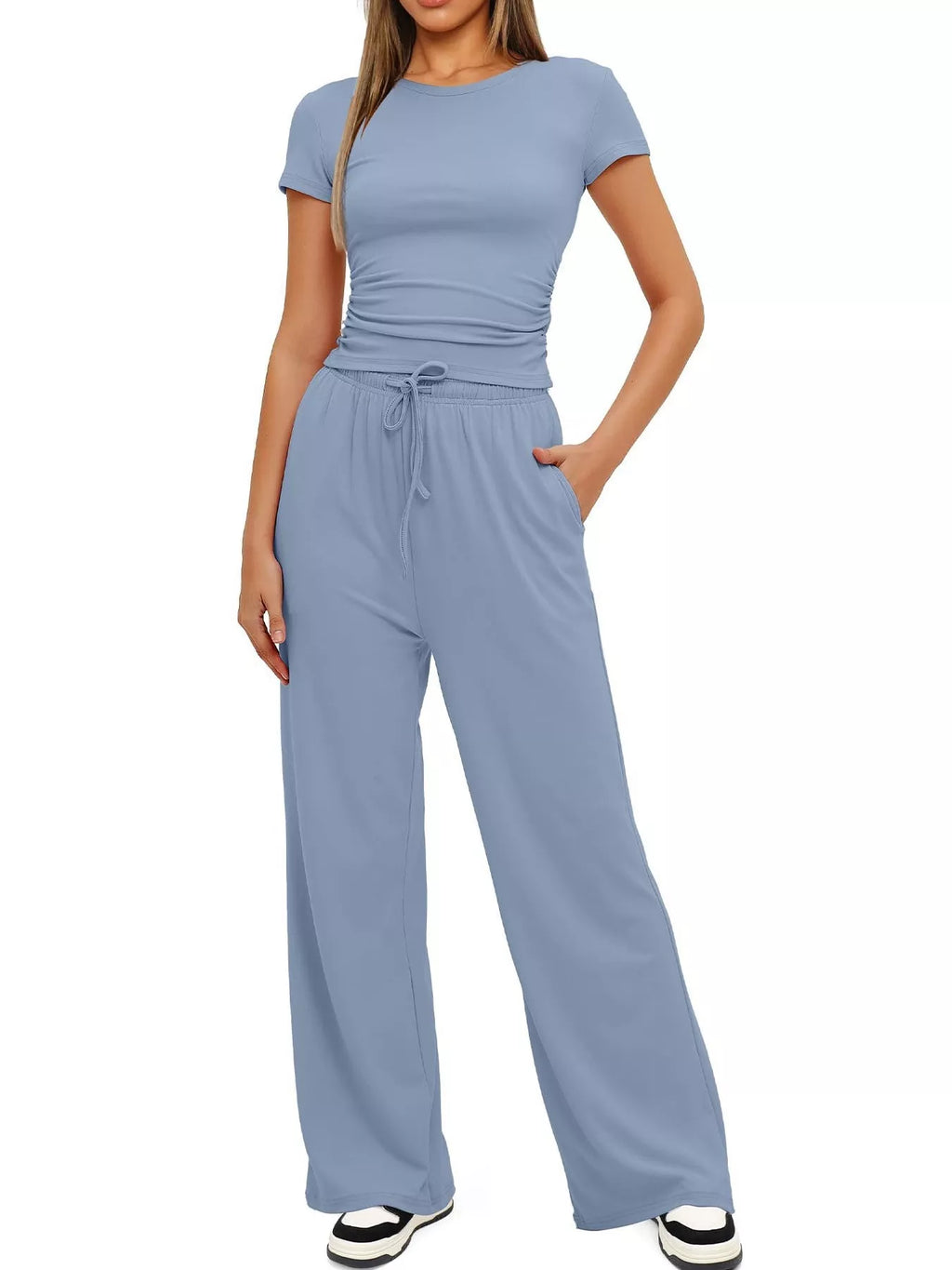 Short Sleeve Top and Drawstring Pants Set