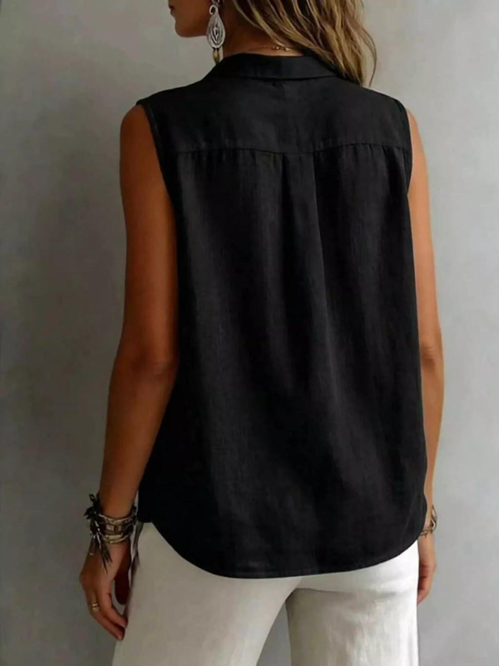 Sleeveless Button-Down Shirt