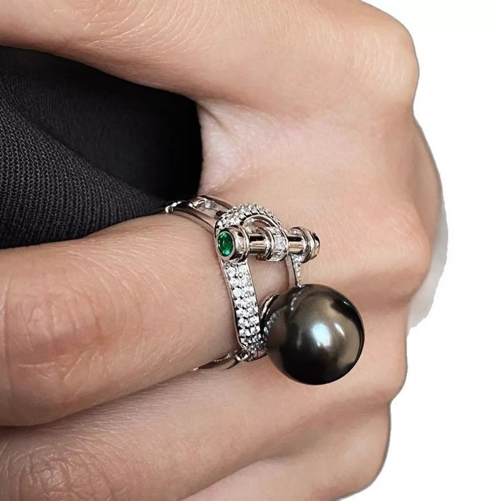 925 Sterling Silver Zircon Pearl Ring
