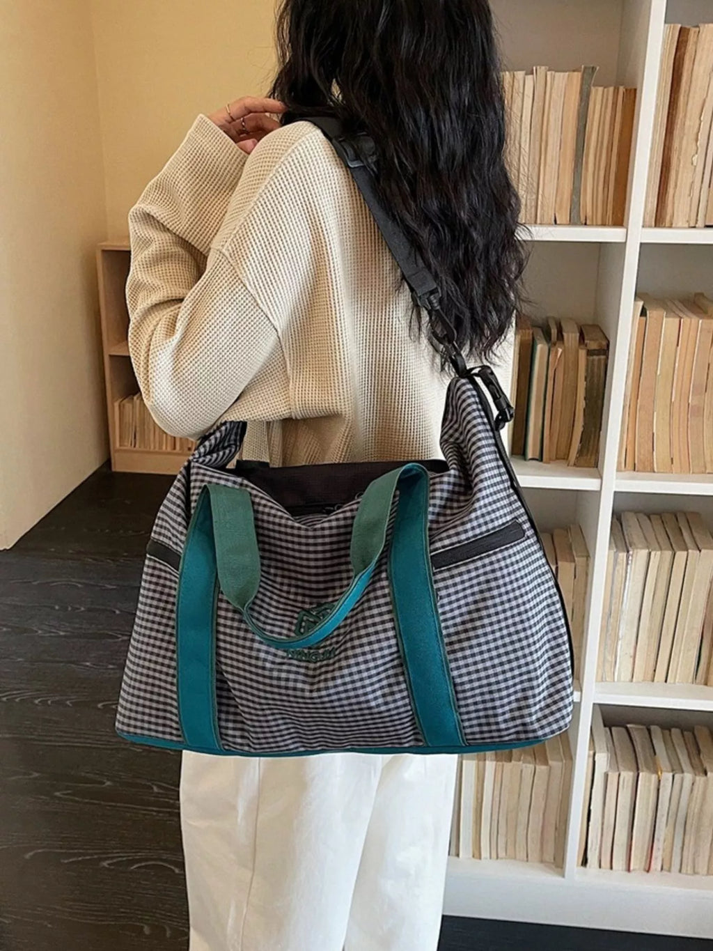 Plaid Oxford Cloth Travel Bag