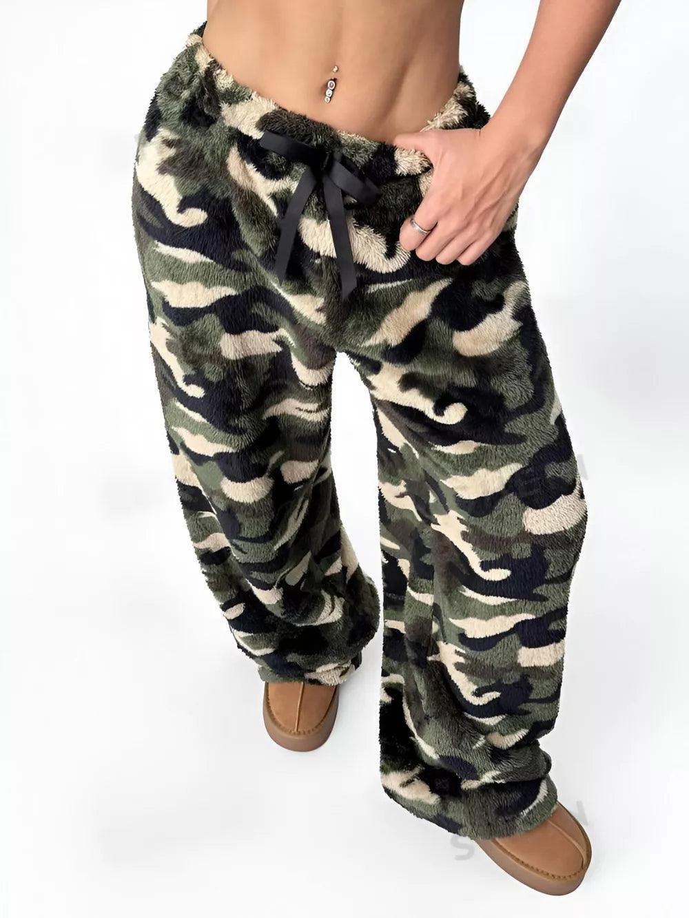 Leopard Wide Leg Plush Pants