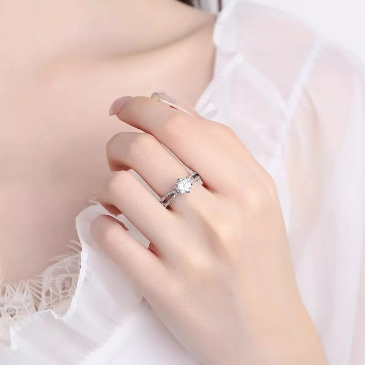 1 Carat Moissanite 925 Sterling Silver Ring