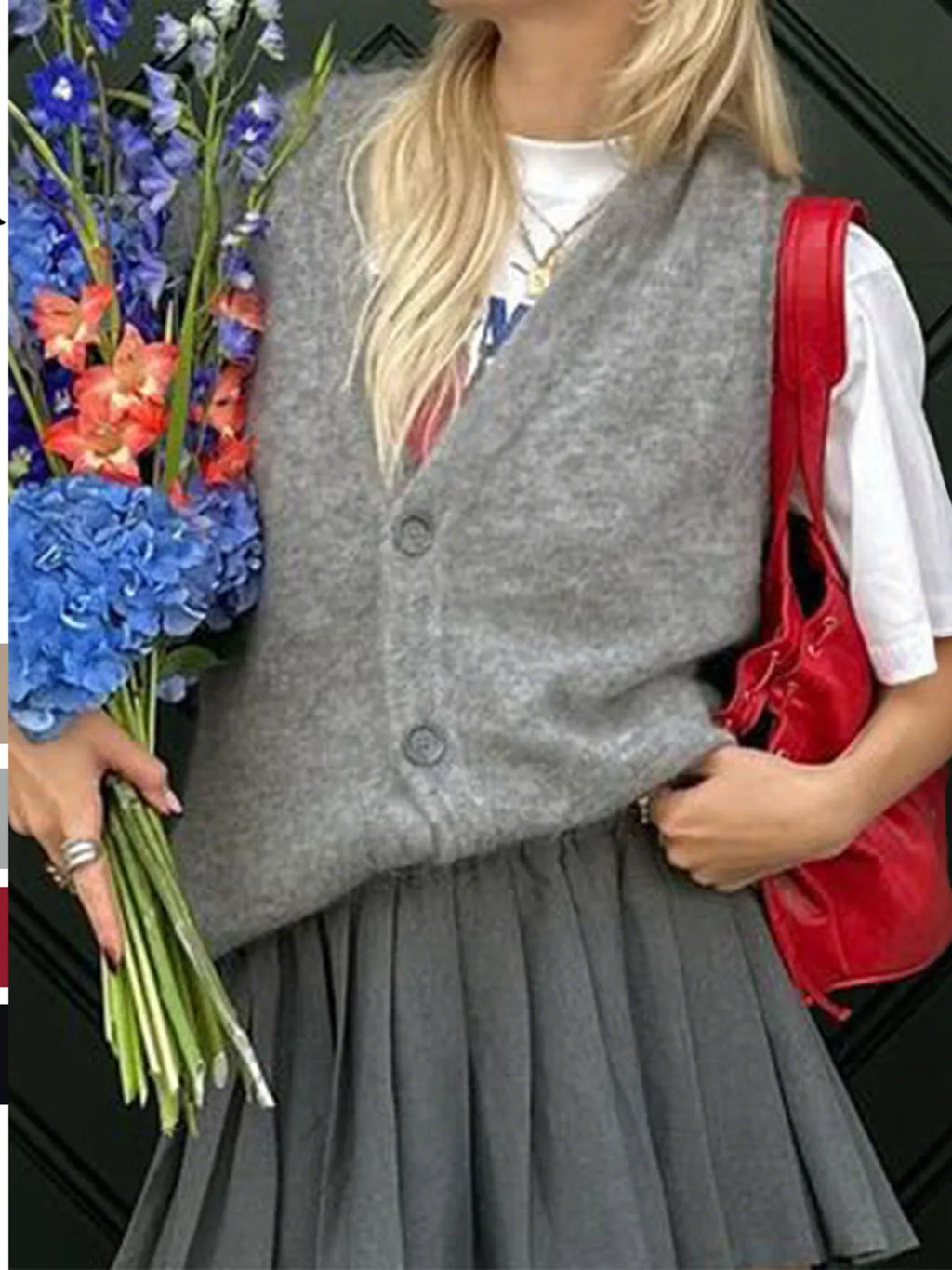 Button-Front Sweater Vest