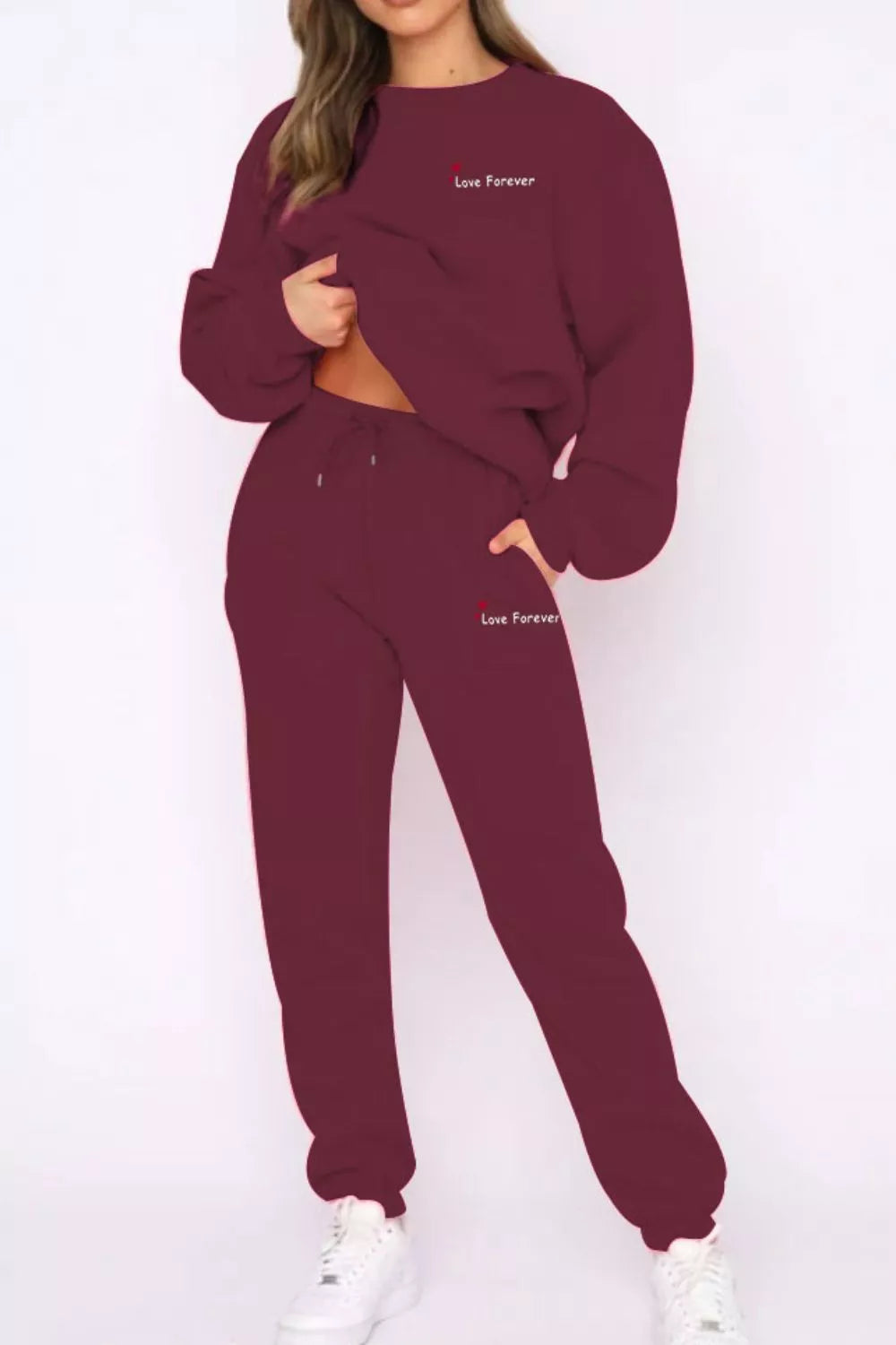 Round Neck Sweatshirt and Joggers Set