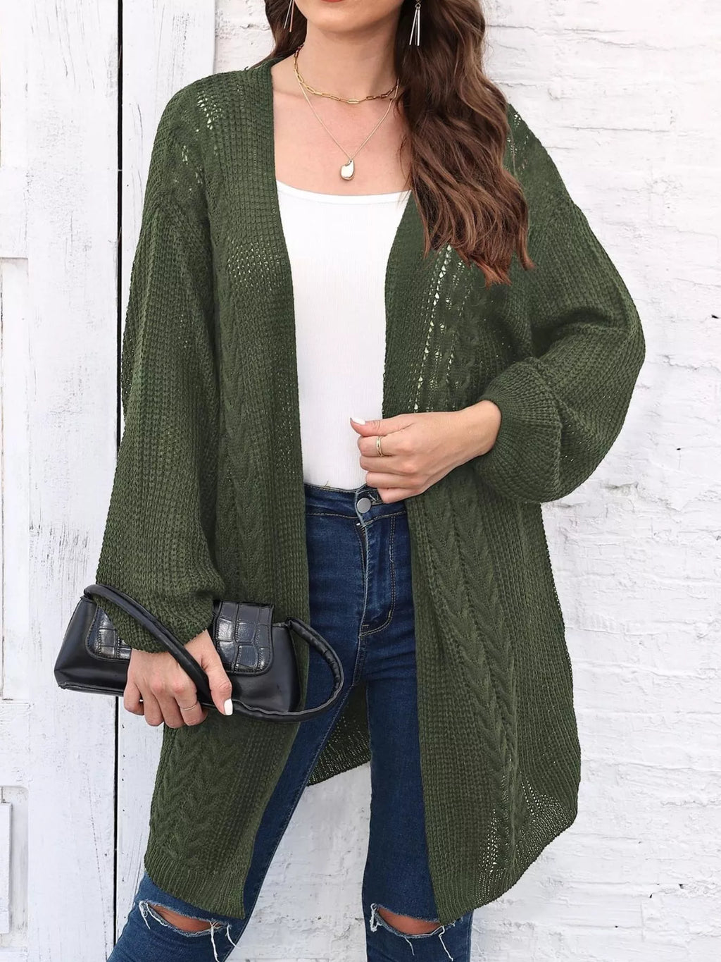 Open Front Long Sleeve Cardigan