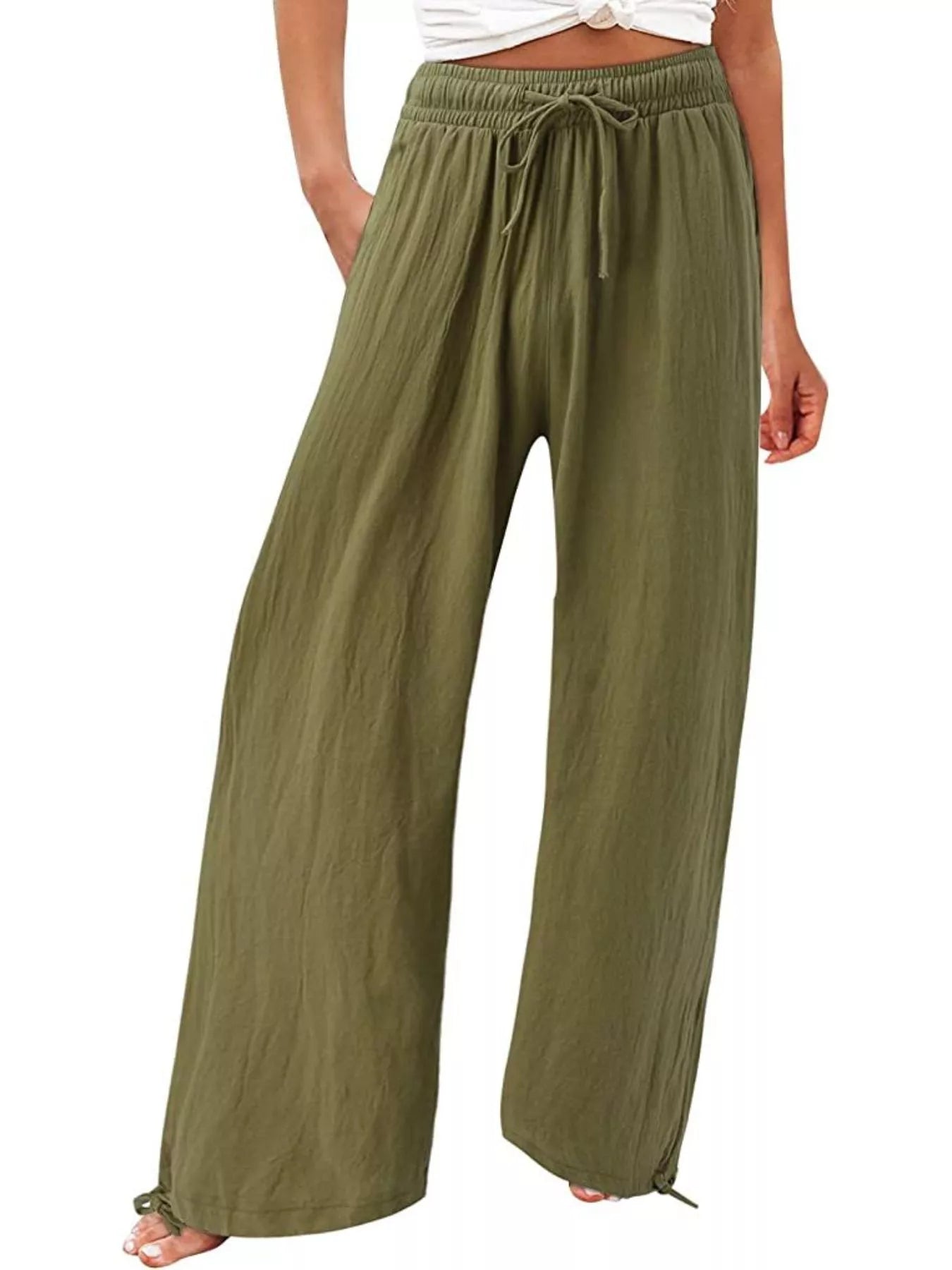 Full Size Wide Leg Pants with Drawstring Waist Plus Size