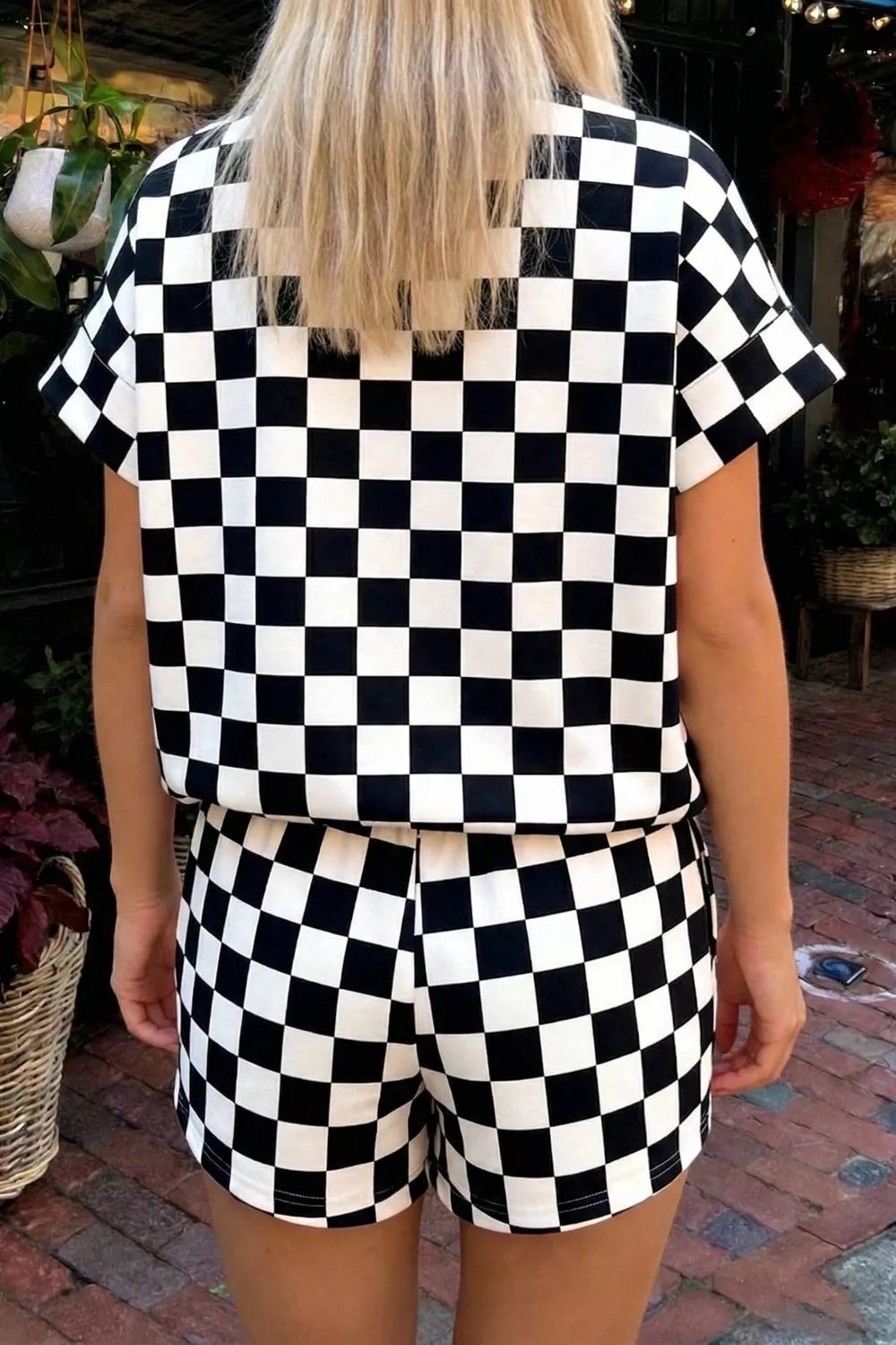 Checkerboard Short Sleeve Tee and Shorts Set