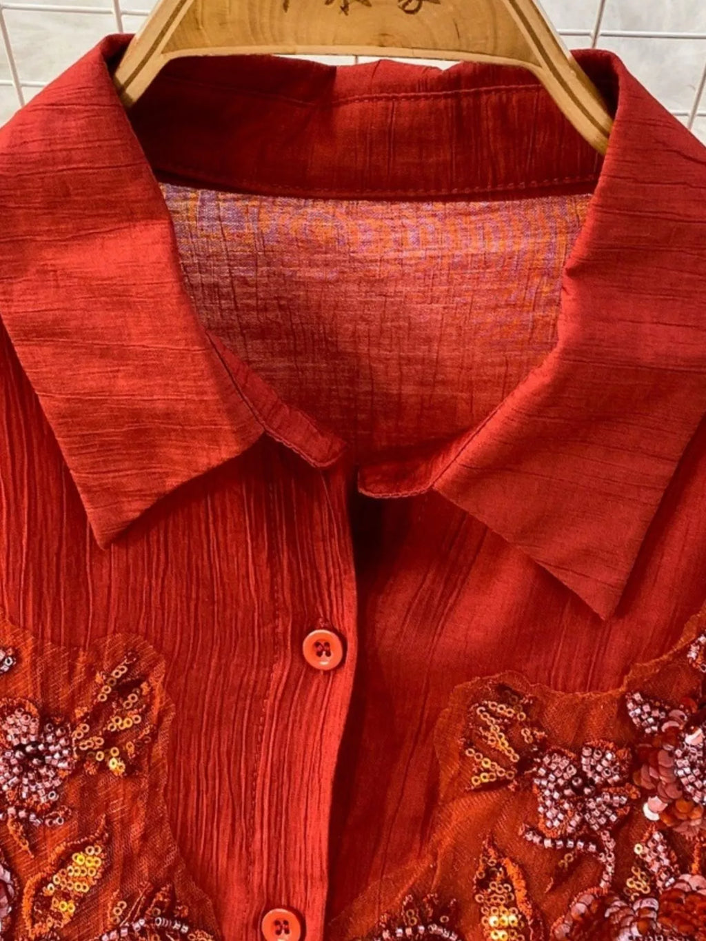 Sequin Flower Button Up Shirt and Cami Dress Set