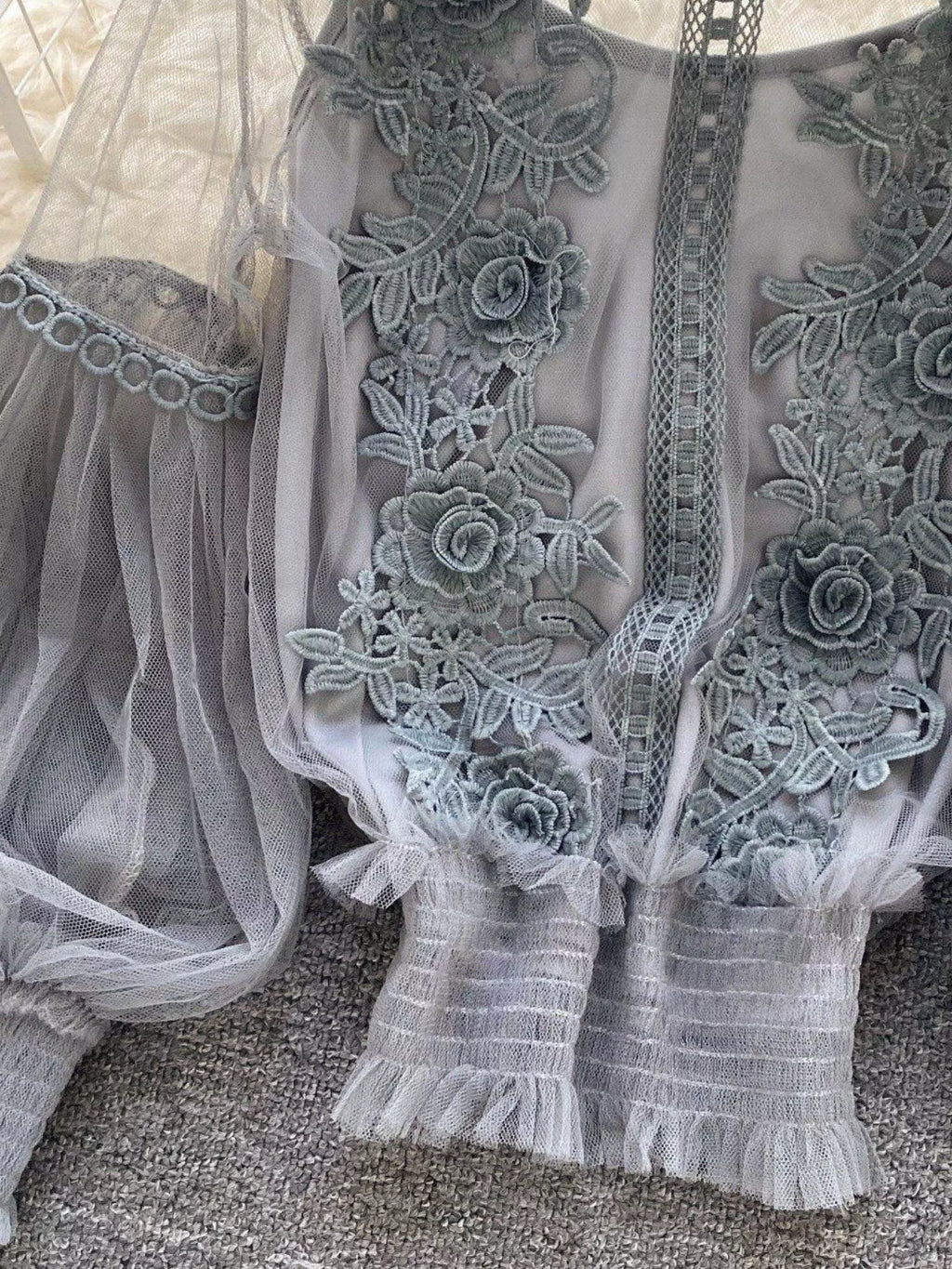 Floral Lace Blouse & Cami Set