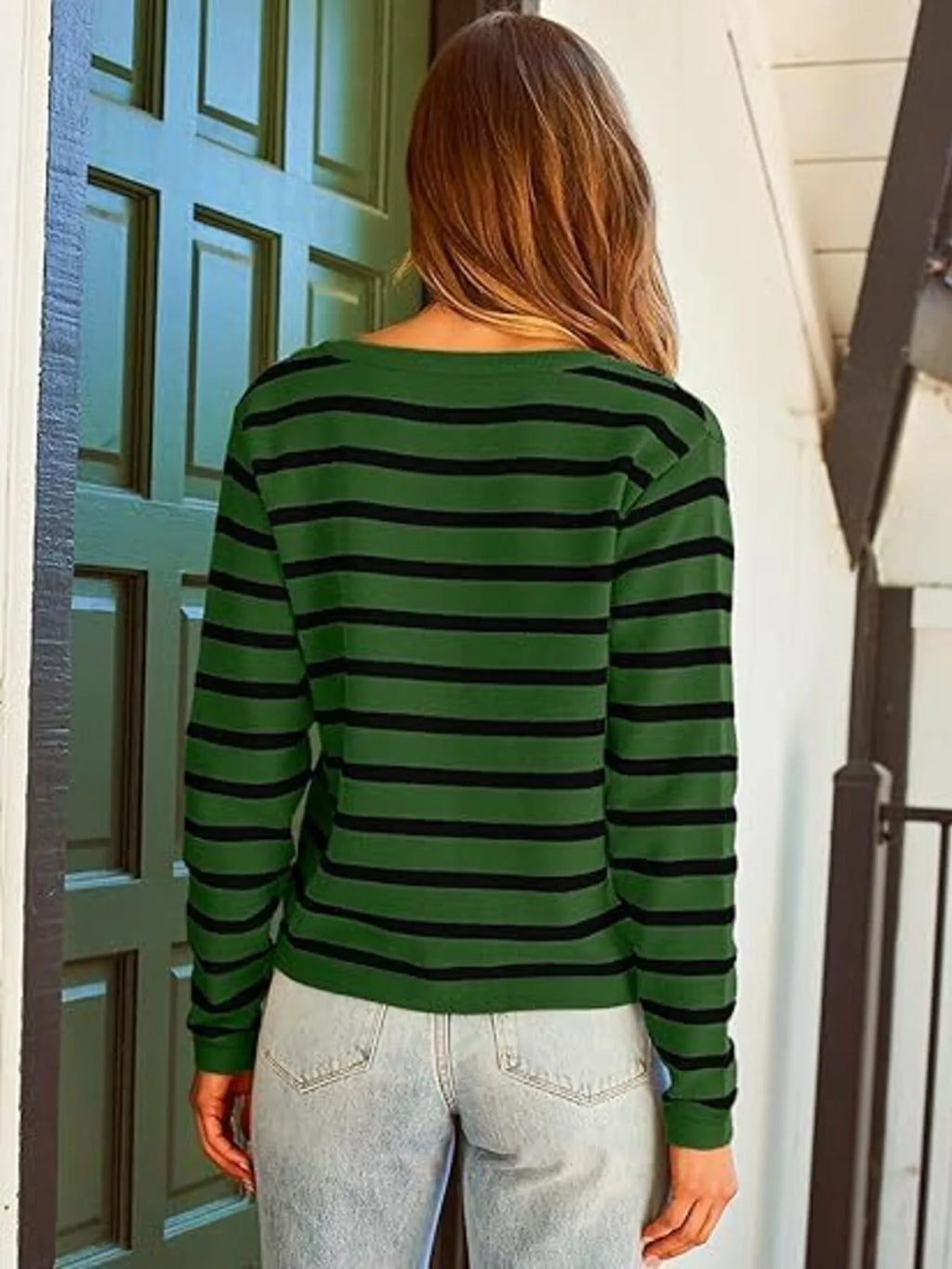 Striped Button-Up Cardigan