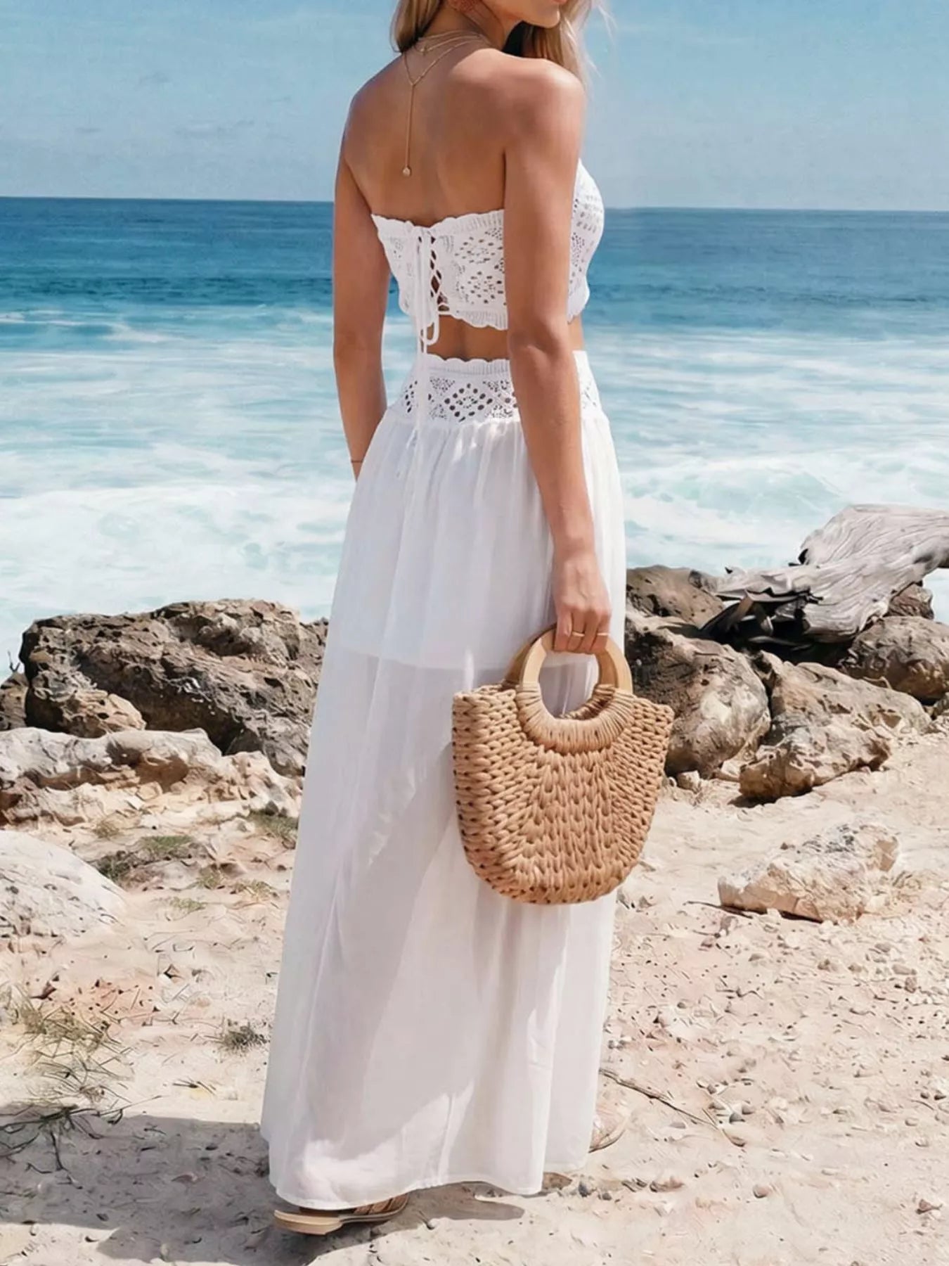 Crochet Top and Maxi Skirt Set
