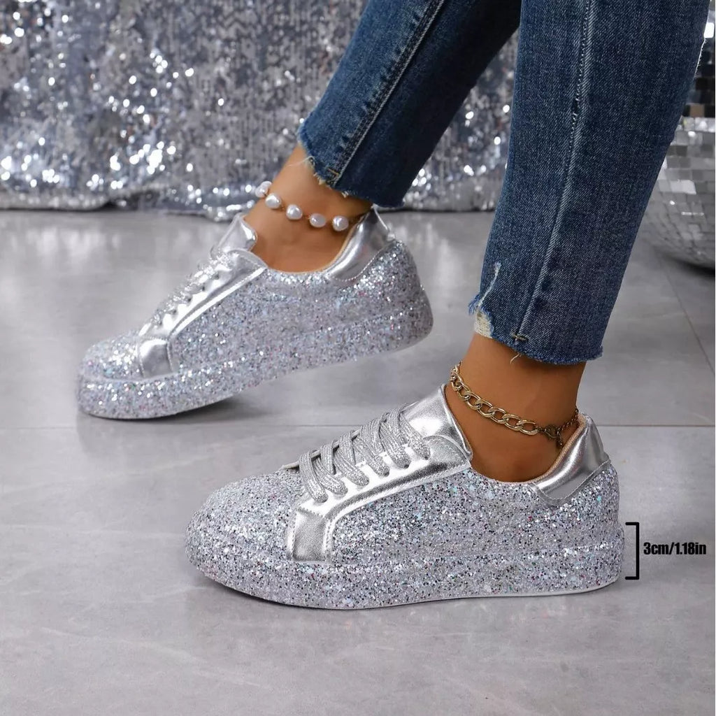 Sequin Lace Up Sneakers
