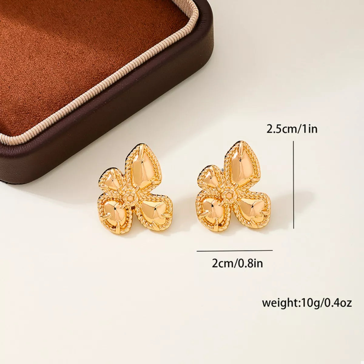 18K Gold-Plated Alloy Flower Stud Earrings