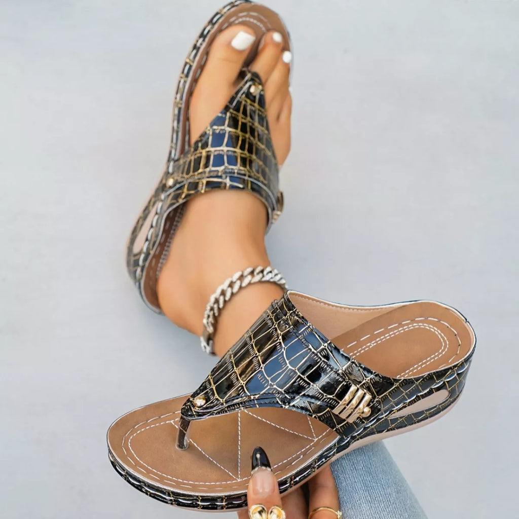 Toe Post Wedge Sandals
