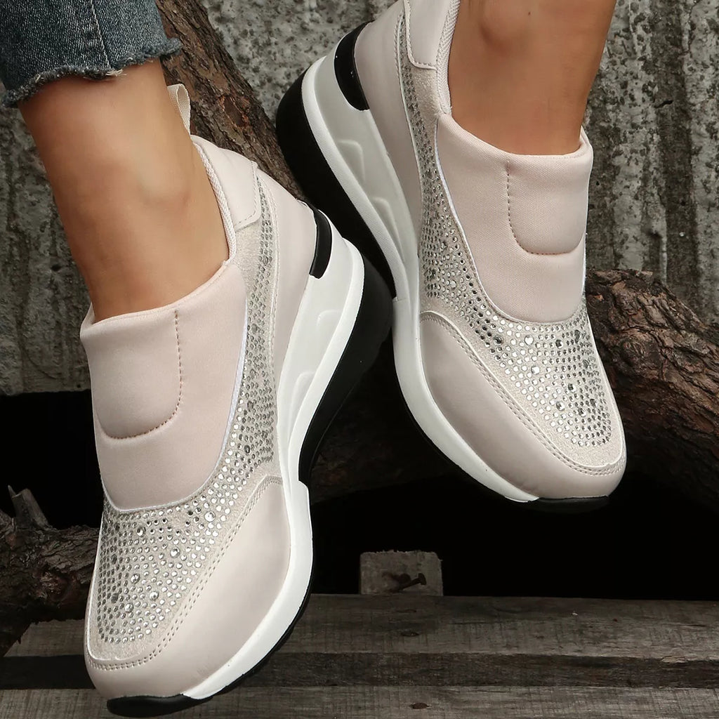 Rhinestone Embellished Wedge Sneakers