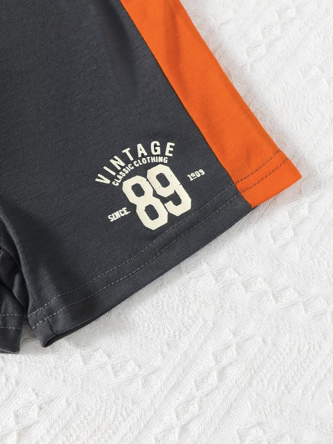 Children's Vintage Style Color Block T-Shirt & Shorts Set